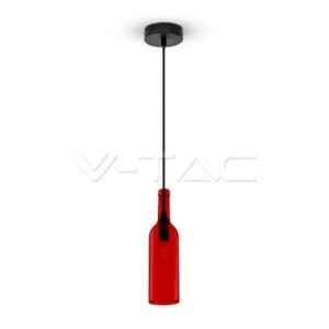 Candeeiro Vidro, Tipo Garafa – Casquilho E14 "Vermelho"