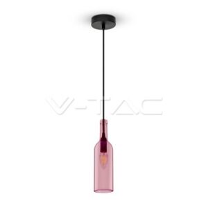 Candeeiro Vidro, Tipo Garafa – Casquilho E14 "Rosa"
