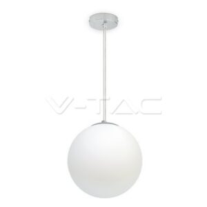 Candeeiro Vidro Cromado, Branco –Casquilho E27