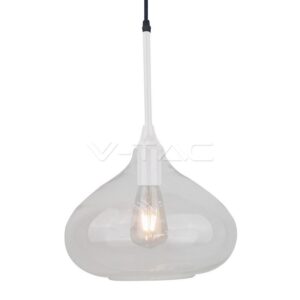 Candeeiro Vidro Sleek, Branco - Casquilho E27