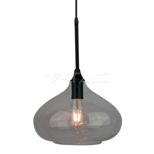 Candeeiro Vidro Sleek, Preto - Casquilho E27