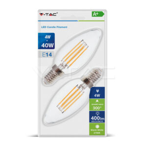 Conjunto Lâmpada  E14  Vela  4W  400LM  2700K