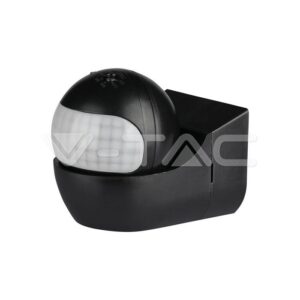 Sensor de Movimento Infravermelho Cabeça Móvel Preto de Parede 800W 12m 180°